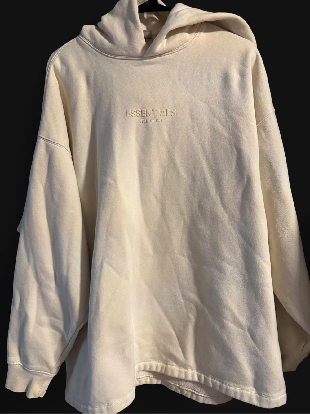 ESSENTIALS Cream Crewneck Hoodie with Subtle Embroidered Logo